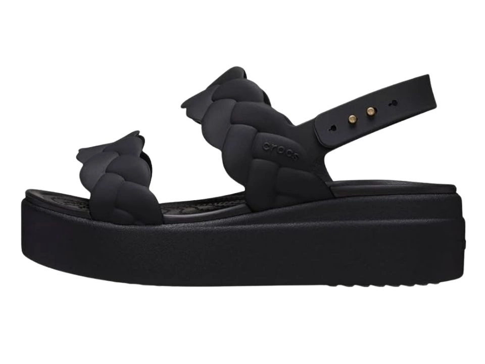Klapki Crocs Brooklyn Woven Low Wedge black