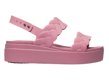 Klapki Crocs Brooklyn Woven Low Wedge rosette