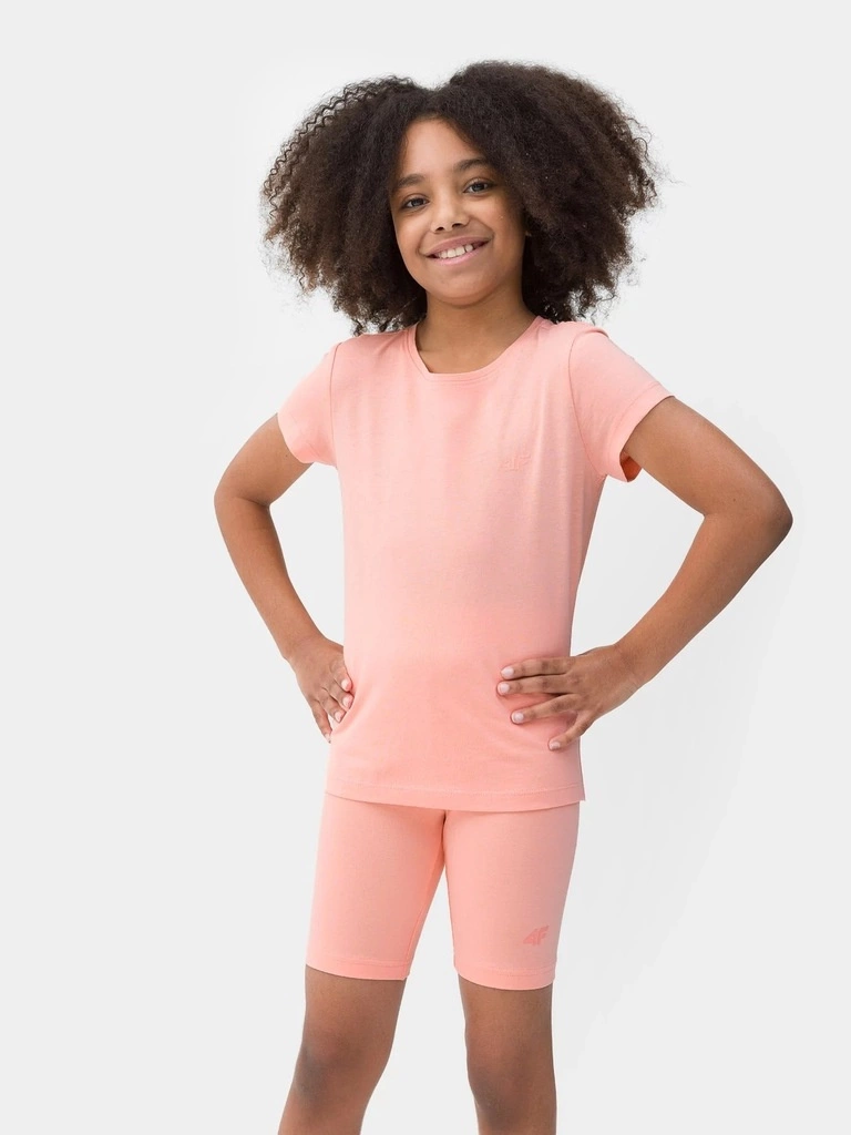 Koszulka dziewczęca 4F pudrowy koral