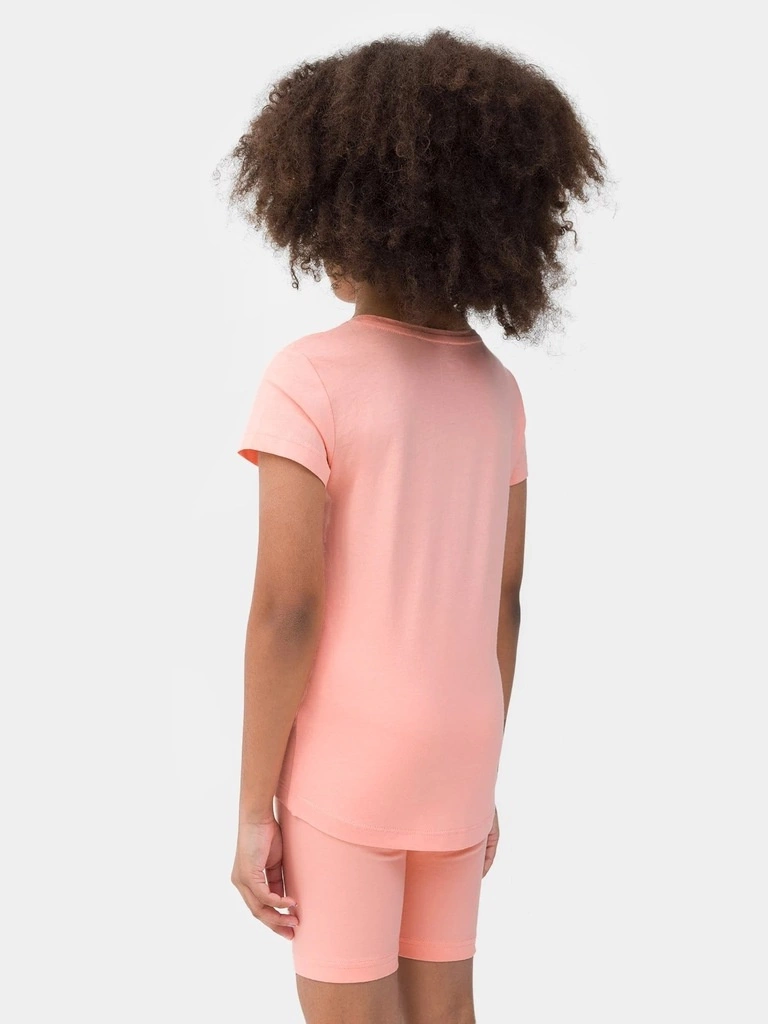 Koszulka dziewczęca 4F pudrowy koral