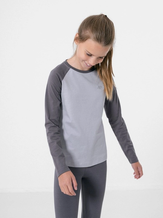 Koszulka dziewczeca longsleeve 4F ciemny szary
